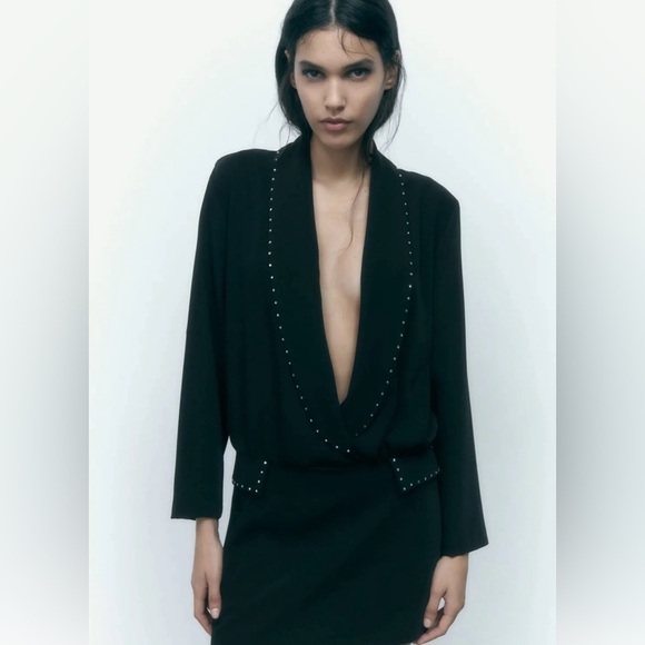 ZARA SHINY BLAZER MINI DRESS - Picture 1 of 9